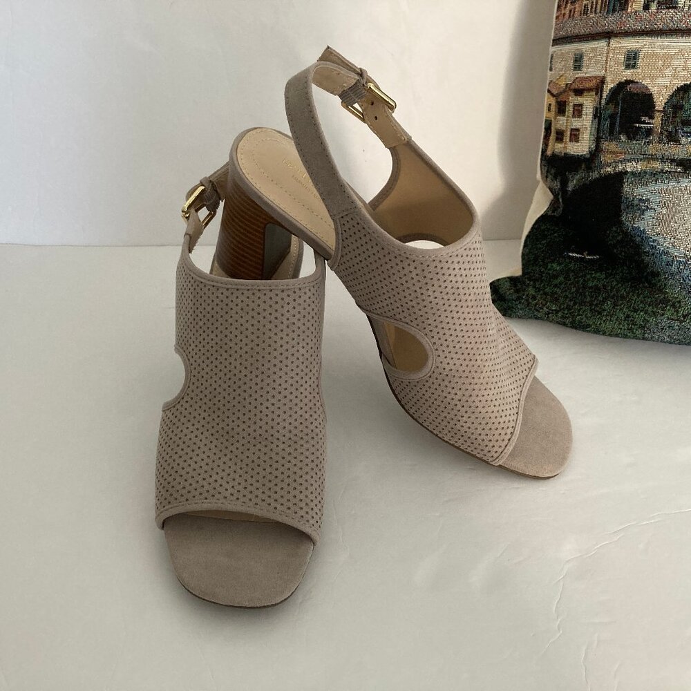 Liz Claiborn Taupe Suede Cut Out Slingback Sandal 9.5M